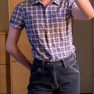 Brandy Melville style short-sleeve plaid shirt